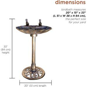 31" Tall Outdoor Vintage Birdbath with Bird Figurines Yard